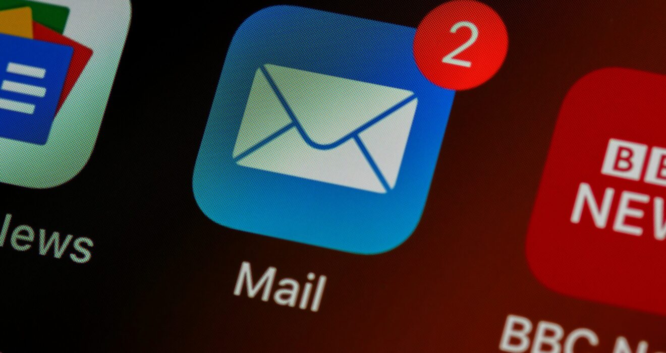closeup of mail app icon on phone