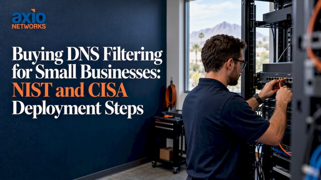 Technician configuring small business network gateway