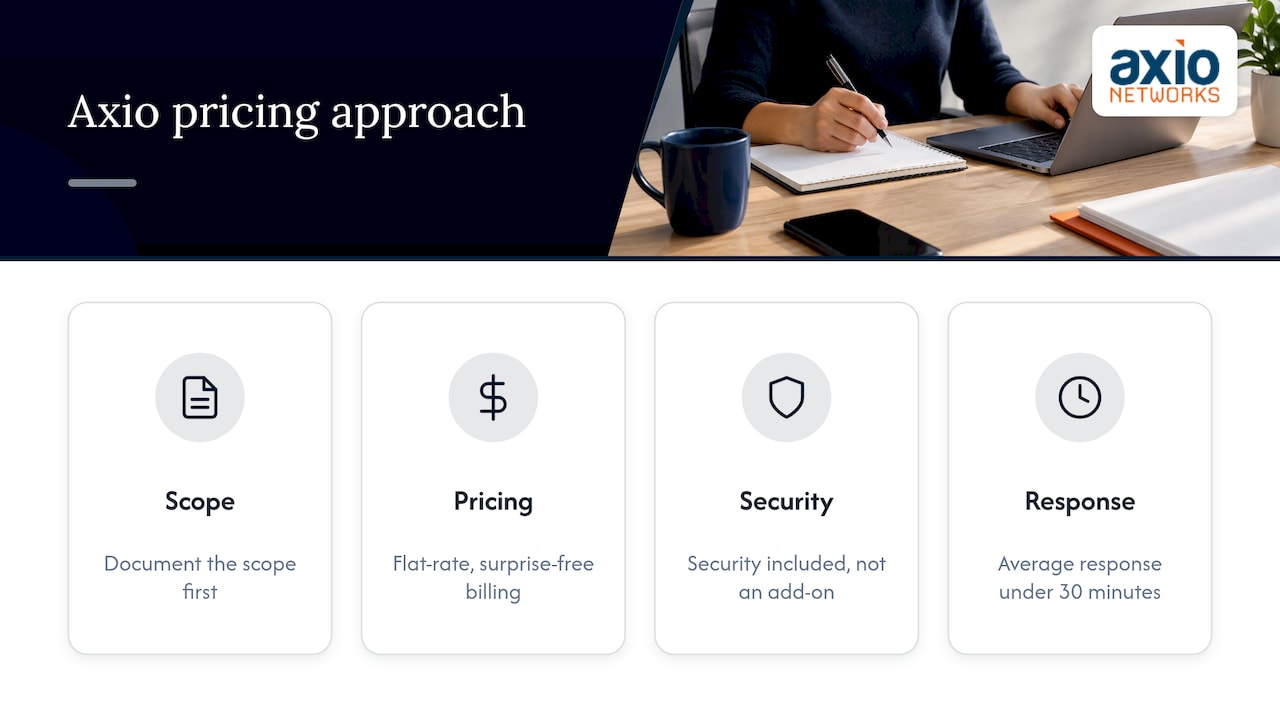 How we think about managed IT pricing at Axio Networks — overview diagram