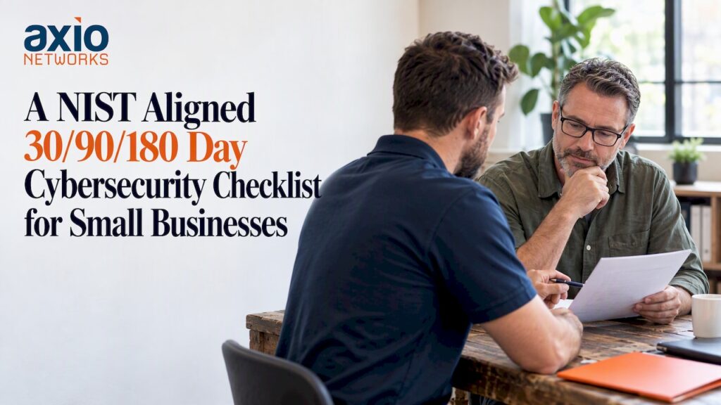Small business owner reviewing cybersecurity priorities