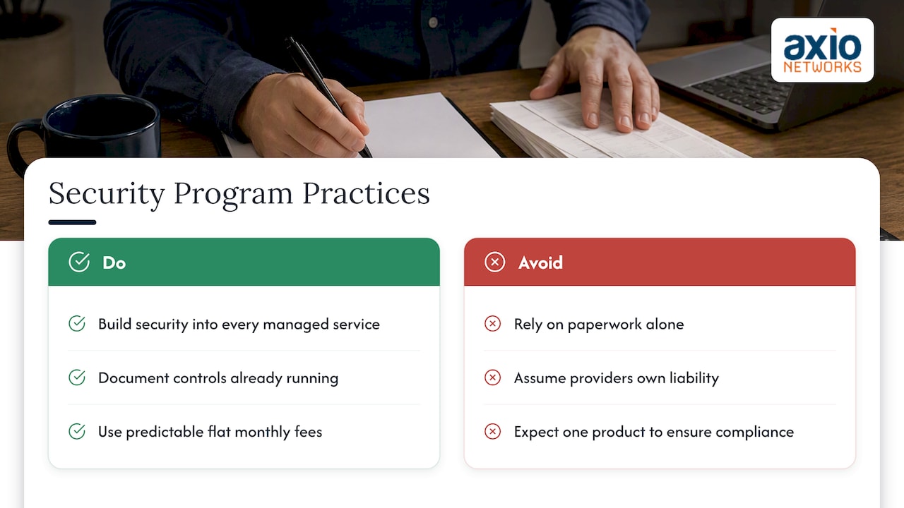 Our perspective: compliance is a security program with receipts — overview diagram